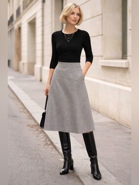 Gerard Darel Minimalist Gray Skirt